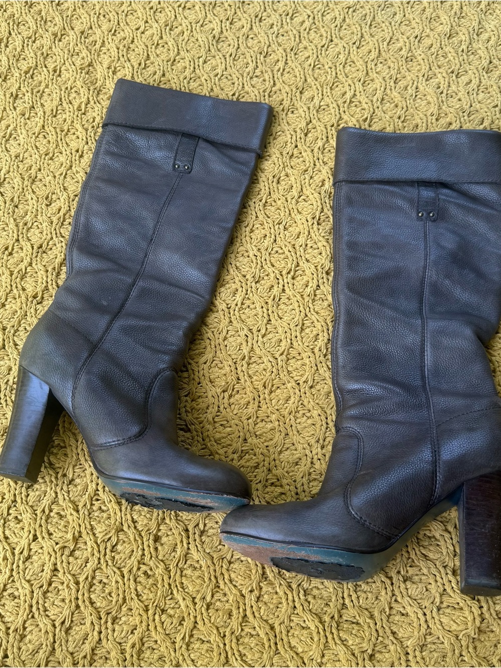 Miss Sixty Womens Leather Cuffed Knee High Pirate Boots Brown Festival Indie